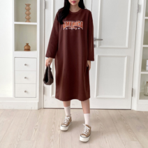 [수키] 루즈핏 레터링프린트 기모원피스 1109486