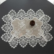 따뜻한 공간연출 화이트 베이지 레이스러너 찻자리러너 식탁러너 자수러너, (40cm X 90cm)