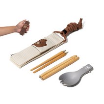 모비가든Mobi Garden-라인 프렌즈 캠핑 필수 세트 알루미늄 케이스 스푼 젓가락 휴대용 식기 세트, 01 Off white