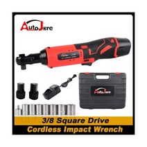 3/8인치 무선 라쳇 직각 렌치 임팩트 전동 공구 배터리 2개 및 소켓 8개
