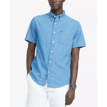 타미힐피거 베니 트윌 셔츠 청 미디엄 워시 데님 커스텀 핏 반팔 TOMMY Custom-Fit Benny Twill Shirt