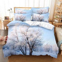 벙커침대 스노우 트리 침구 세트 이불 커버 3d 디지털 인쇄 침대 린넨 퀸 사이즈 패션 디자인, 13 8