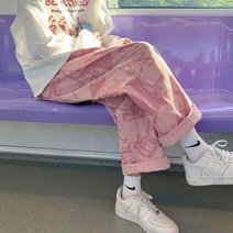 개성있는 스트리트 어패럴 와이드 레그 팬츠 패션 루즈핏 봄가을 디자인 센스 여름 얇고 귀여운 스타일 시원한