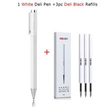 샤오미 델리 메탈 사인펜 젤 잉크 펜 서명 스타일 PREMEC 부드러운 리필 미쿠니 일본 잉크 카네타 OEM 블랙 블루 잉크 9.5mm, 1White 3Deli Ink