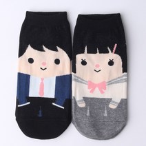 노마코 2켤레 세트 교복친구 캐릭터 양말 여성 발목양말 스니커즈양말 양말인형 만들기