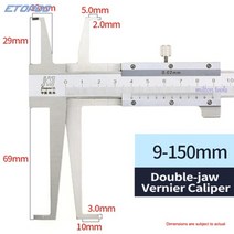켈리퍼스 10-160mm 그루브 내부 버니어 캘리퍼스 모노 블록 측정, 9-150mm