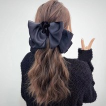 여자 부분가발 포니테일 긴머리 빅리본 헤어피스 웨이브 a3, B. 블랙x콜드브라운