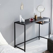 철제 컴퓨터 책상 일자형 책상 화장대, 블랙