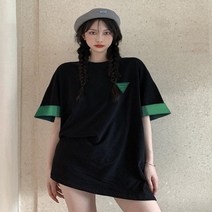 포텐만발 66~110 프리 빅사이즈 여성 의류 반팔티셔츠 오버핏 롱티 박시 여름 옷 라운드 무지티
