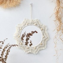 FREELIFE 보헤미안 마크라메 원형 거울 장식 거울 미적 방 장식 걸이식 벽 거울 침실 거실 집 장식, 미러 M0801