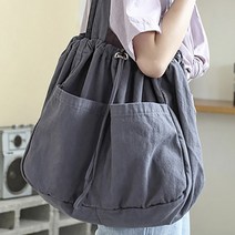 찐코디 K279 캐주얼 캔버스 투포켓 텀블러 토트백 버킷 복조리 스트랩끈 가벼운 천가방 숄더백