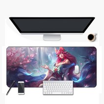 뉴타임즈 마우스 장패드 리그오브레전드 롤 LOL, 영혼의꽃 아리 + 800x300mm + 5mm