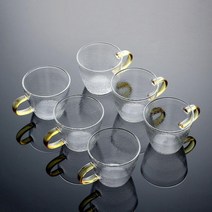 로얄홈 내열유리 찻잔 손잡이 유리찻잔 6p (120ml) 커피잔 세트, 상세페이지 참조, 상세페이지 참조