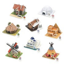 3D 입체퍼즐 세계전통가옥 8종 우드락 종이 퍼즐