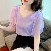 반팔 오프숄더 블라우스 여하복
