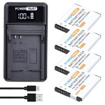 호환 배터리 PowerTrust DMW-BCL7 960mAh BCL7 BCL7E 충전기 Lumix DMC-F5 DMC-FH10 DMC-FS50 DMC-SZ3 100500158, 4Battery and charger
