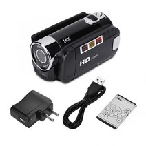 캠코더 720p 풀 HD 16mp dv 270도 회전 화면 16x 야간 촬영 줌, 블랙-US 플러그