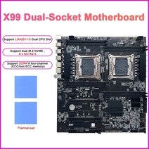 메인보드 컴퓨터 마더보드 X99 듀얼 소켓 마이닝 마더 보드 2X 열 패드 LG 호환 호환A20113 CPU DDR4 RAM, 한개옵션0