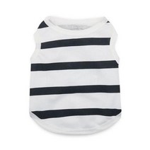 애완동물 옷 장난감 귀여운 줄무늬 개 후디 통기성 고양이 조끼 작은 개를 위한 길고 짧은 소매 애완 동물 의류 강아지 의상 코트, 7-White Short+M