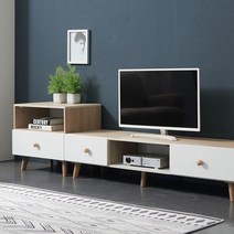 쿠크 소프트 비디오형 거실장 세트 2100 C타입, 오크화이트