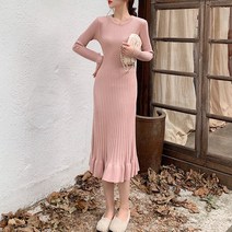 위위브렌 라운드 니트 골지 원피스