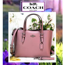 코치 COACH MOLLIE C4084 토트 25 아이스 퍼플 가죽 실버 크로스바디 핸드백 시그니처 가방