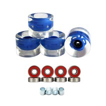 shangren 베어링 설치가있는 4 조각 빛나는 스케이트 보드 휠 밤에 글로우 롱 보드 교체 휠, PU, 푸른