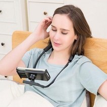 목에거는 핸드폰 스마트폰 침대용 휴대폰 침대 목걸이형 자바라 거치대, 보급형 목거치대_핑크