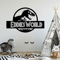 파티룸 인테리어 소품 소년 방 장식 jurassic world wall sticker custom name jurassic world vinyl wall decal 공룡 스타일, M 42x28cm, 619 green