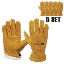 카멜로 용접장갑 알곤 티그 아크 배관 작업 기모 내피 장갑 캠핑 바베큐 가죽장갑 701-YLW 양손 5세트