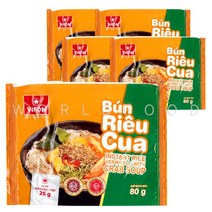 베트남 비폰 분리꾸아 크랩스프 즉석 게살 쌀국수 BUN RIEU CUA 80g, 5개