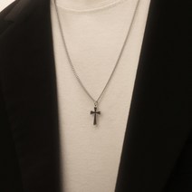 빅애플샵 블랙 십자가 목걸이 미니멀 심플 커플 남녀공용 체인 써지컬스틸 Tobin cross