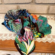 여자 실크 사각 지브라 컬러 스카프 90