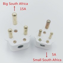 소형전동릴 남아 프리 카 공화국 큰 라운드 3 핀 AC 전원 남성 플매트 카펫 러그 Rewireable 소켓 콘센트 어댑터 연장 코드 커넥터, [01] South Africa Plug, [02] Big pin 15A