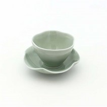 네모잡화 네모잡화 달소금 도자기 유광 꽃잎 찻잔세트 라이트그린 (6657847)