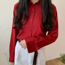 티데일리 데일리 링클 프리 셔츠 여성용 무지 루즈핏 블라우스