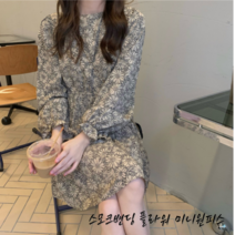 [그프로] 러블리한 플라워 허리 스모크밴딩 미니원피스