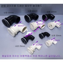 (내경 50mm) LESSO FY 산킹 파이프용 드레인 벌크헤드 엘보우형 (스트레이너 벌크헤드) (화이트 블랙), 화이트