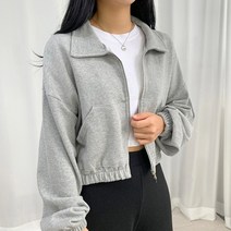 [심플룩] 크롭 밴딩 카라 집업