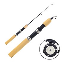 60 80 100CM 미니 텔레스코픽 얼음 낚시대 휴대용 탄소 섬유 강 새우 잉어 겨울 태클 Pesca, [03] 100CM, [02] with Reel