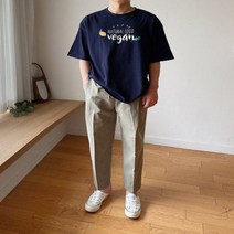 남자 네츄럴 푸드 오버핏 여름 반팔 4컬러