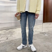 진땡 남성용 4컬러 허리밴딩 데미지 포인트 워싱 스판 데님팬츠 청바지