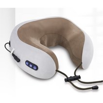 STARMALL 충전식 기내용 여행용 무선 진동 목안마기 목베개 마사지기 목담푸는법, 브라운, 브라운