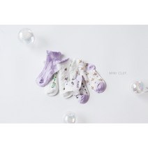 퍼플 플라워 레이스 북유럽풍 삭스 세트 (5ea 1set)