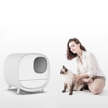 편리한 고양이 자동 화장실 항균 스마트 물튀김 방지 탈취제 세척 완전 밀폐형 애완동물 용품, White