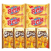해태 홈런볼 커스타드크림 46gx4개 + 크라운 츄러스 오리지널 84gx4개 (총 8개)