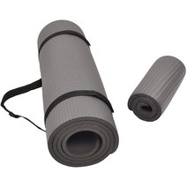 BalanceFrom GoYoga+ 다목적 요가 매트 및 무릎 보호대 그레이 초대형 고밀도 휴대용 스트랩 포함, Gray