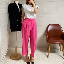 쿨 세미 일자 9부 바스락 핀턱 팬츠