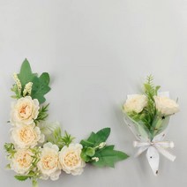 가더GADE 납골당리스 코너형과 미니꽃다발 세트 봉안당꾸미기 조화꽃장식 부착식 틀장식, 5AE) No.1) WT