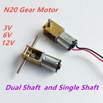 웜기어 베벨기어 감속기 3V/6V/12V 듀얼/싱글 출력 샤프트 N20 기어 모러 감속기 저속 4 ~ 380RPM 엔진 로, 10 95rpm dual shaft_01 3 볼트